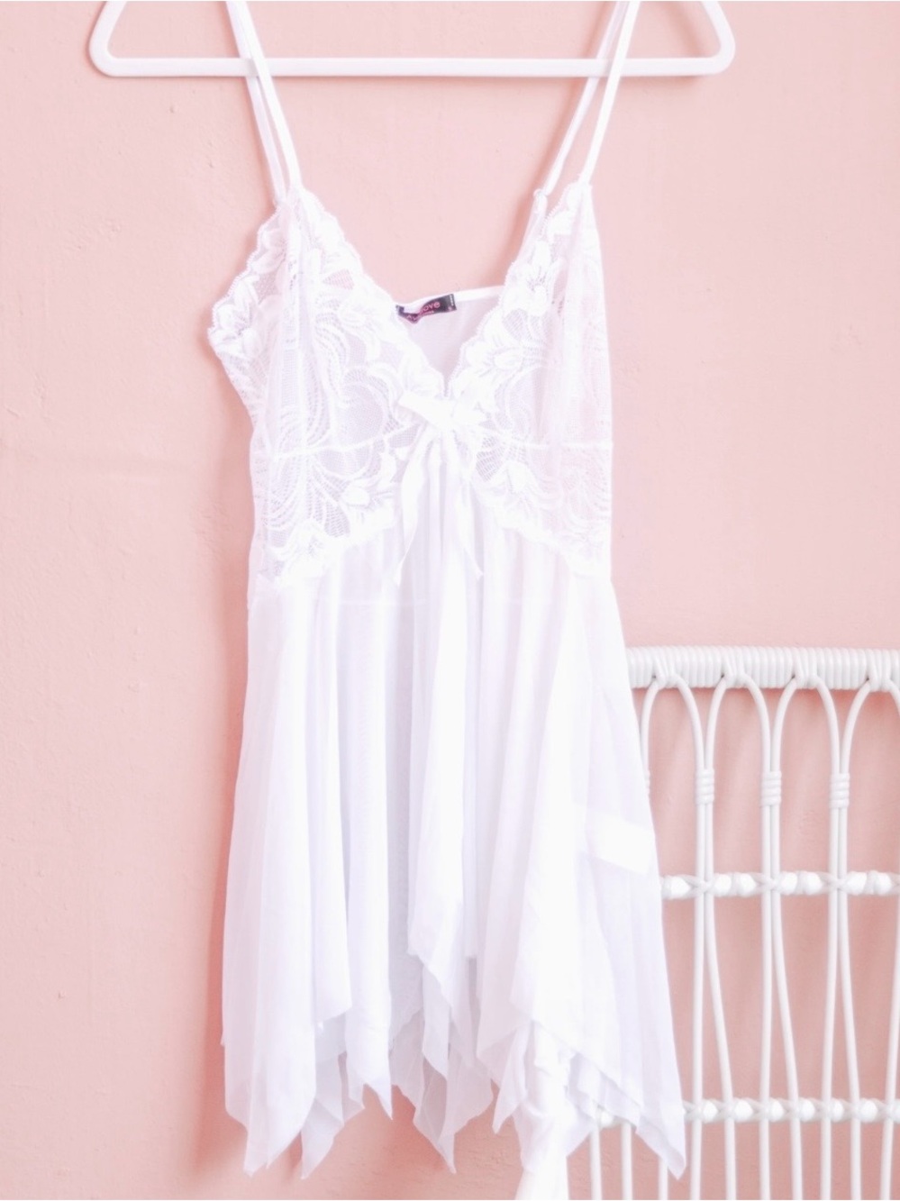 Sheer Lace Babydoll Chemise in White - Delicate Nightwear size L - Picture 13 of 13